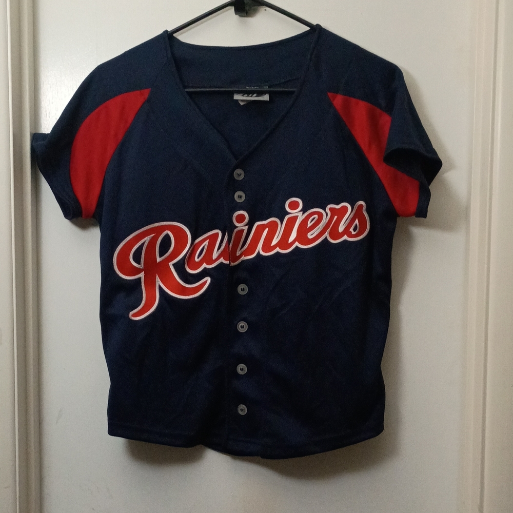 Women's Navy/Red/White Fun Squad Baseball Jersey Size M by OT Sports Button-Up